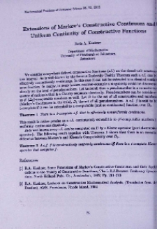Extensions of Markov`s constructive continuum and uniform continuity of constructive functions