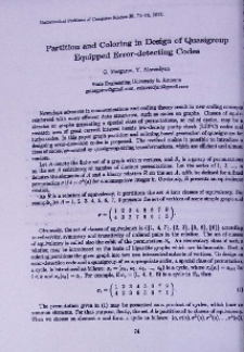 Partition and coloring in design of quasigroup equipped error-detecting codes