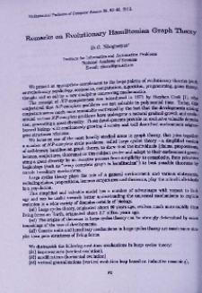 Remarks on evolutionary hamiltonian graph theory