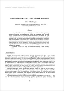 Performance of NDVI index on HPC resources
