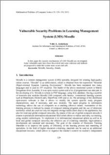 Vulnerable security problems in learning management system (LMS) moodle