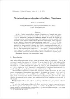 Non-hamiltonian graphs with given toughness