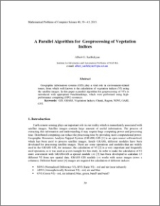 A parallel algorithm for geoprocessing of vegetation indices