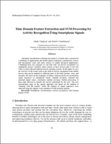Time domain feature extraction and SVM processing for activity recognition using smartphone signals