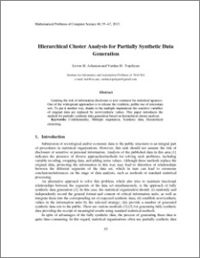 Hierarchical cluster analysis for partially synthetic data generation