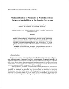 On identification of anomalies in multidimensional hydrogeochemical data as earthquake precursors
