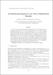 On hamiltonian bypasses in one class of hamiltonian digraphs