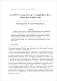 On LAO two-stage testing of multiple hypotheses concerning Markov Chain
