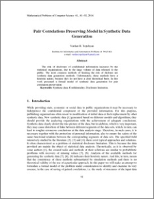 Pair correlations preserving model in synthetic data generation