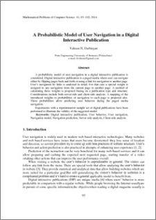 A probabilistic model of user navigation in a digital interactive publication