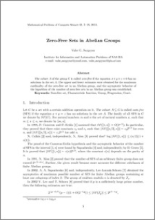 Zero-Free Sets in Abelian Groups