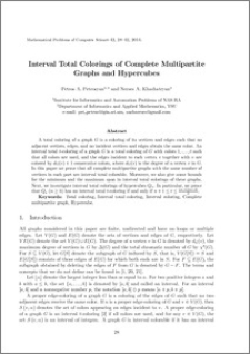 Interval Total Colorings of Complete Multipartite Graphs and Hypercubes