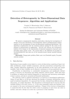 Detection of Heterogeneity in Three-Dimensional Data Sequences: Algorithm and Applications