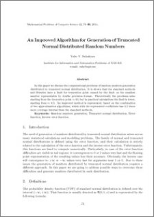 An Improved Algorithm for Generation of Truncated Normal Distributed Random Numbers