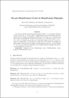 On pre-Hamiltonian Cycles in Hamiltonian Digraphs