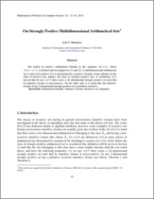 On Strongly Positive Multidimensional Arithmetical Sets