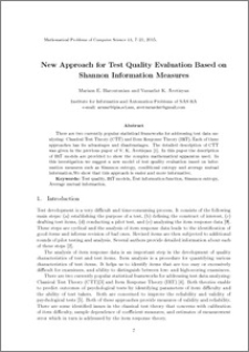 New Approach for Test Quality Evaluation Based on Shannon Information Measures