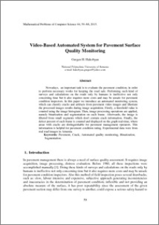 Video-Based Automated System for Pavement Surface Quality Monitoring