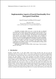 Implementation Aspects of Search Functionality Over Encrypted Cloud Data