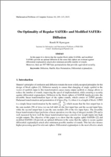 On Optimality of Regular SAFER+ and Modified SAFER+ Diffusion
