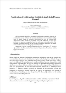 Application of Multivariate Statistical Analysis in Process Control