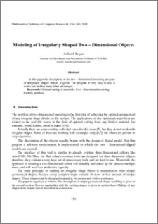 Modeling of Irregularly Shaped Two – Dimensional Objects