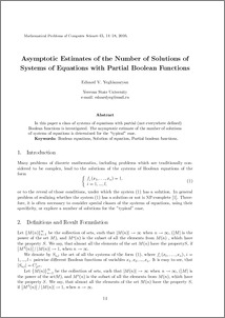 Asymptotic Estimates of the Number of Solutions of Systems of Equations with Partial Boolean Functions