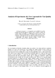 Analysis of Experiments of a New Approach for Test Quality Evaluation