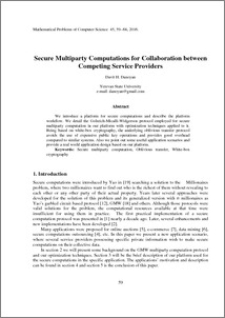 Secure Multiparty Computations for Collaboration between Competing Service Providers