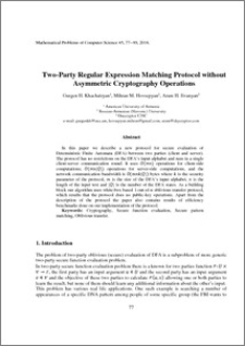 Two-Party Regular Expression Matching Protocol without Asymmetric Cryptography Operations