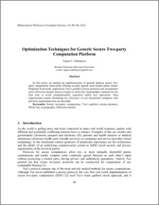 Optimization Techniques for Generic Secure Two-party Computation Platform