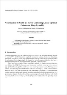 Construction of Double ±1 Error Correcting Linear Optimal Codes over Rings Z7 and Z9