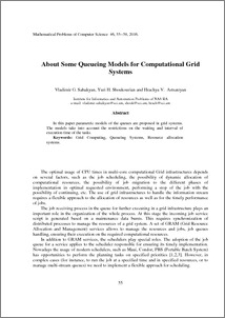 About Some Queueing Models for Computational Grid Systems