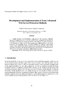 Development and Implementation of Some Advanced Web Server Protection Methods