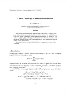 Linear Orderings of Tridimensional Grids