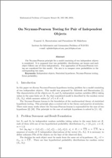 On Neyman-Pearson Testing for Pair of Independent Objects