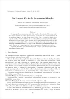 On Longest Cycles in 2-connected Graphs
