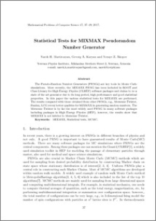 Statistical Tests for MIXMAX Pseudorandom Number Generator