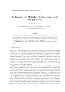 An Example of a Multiplayer Serious Game on 3D Sandpile Model