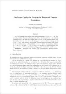 On Long Cycles in Graphs in Terms of Degree Sequences