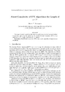 About Complexity of FFT Algorithms for Length of q x 2p