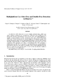 Multiplatform Use-After-Free and Double-Free Detection in Binaries*
