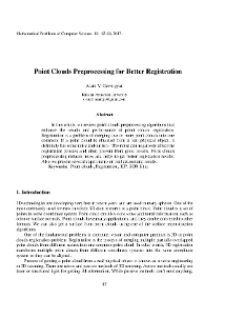 Point Clouds Preprocessing for Better Registration