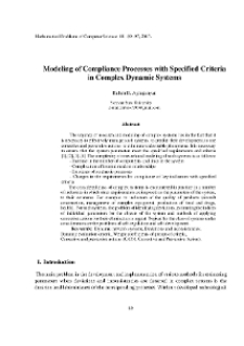 Modeling of Compliance Processes with Specified Criteria in Complex Dynamic Systems