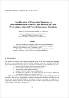 Consideration of Congestion Situations in Telecommunication Networks and Methods of Their Processing as a Special Type of Emergency Situations