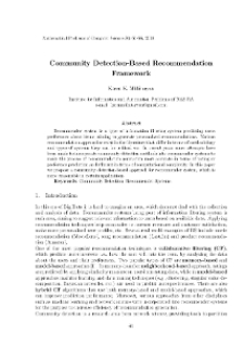 Community Detection-Based Recommendation Framework