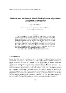 Performance Analysis of Matrix Multiplication Algorithms Using MPI and OpenMP