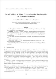 On a Problem of Wang Concerning the Hamiltonicity of Bipartite Digraphs