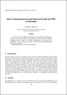 Info-Communication Systems Based on E-mail and SMS Technologies