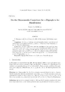 On the Manoussakis Conjecture for a Digraph to be Hamiltonian